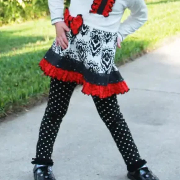 Damask & Polka Dot Ruffle Dress Set - Picture 9 of 9